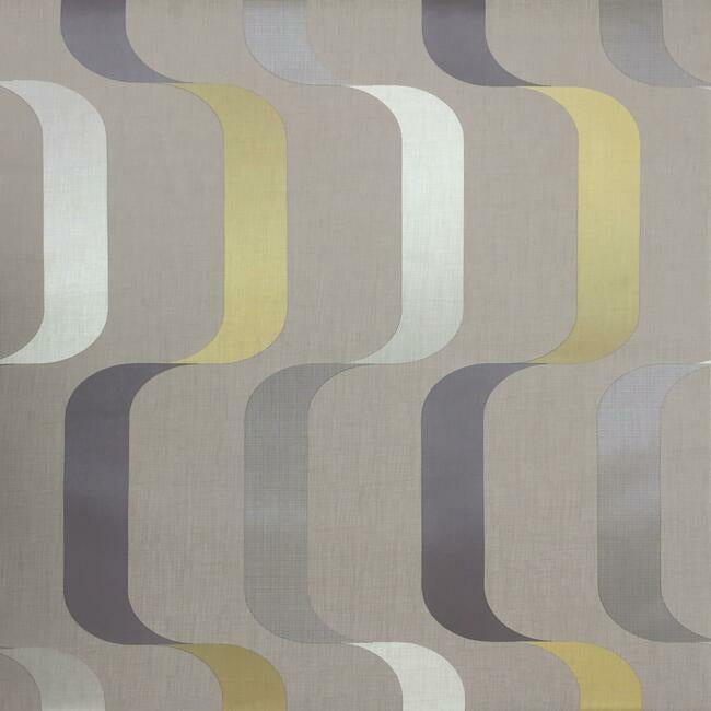 Ribbon Wallpaper Wallpaper York Double Roll Taupe/Yellow