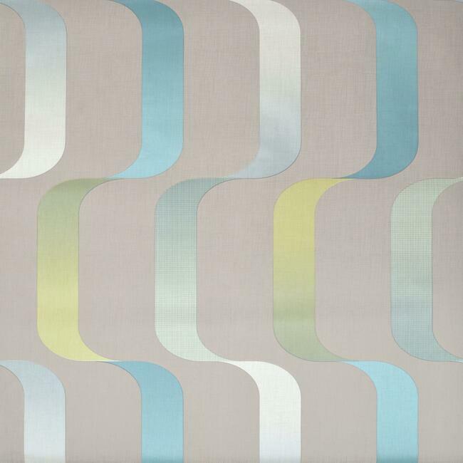 Ribbon Wallpaper Wallpaper York Double Roll Light Grey/Teal