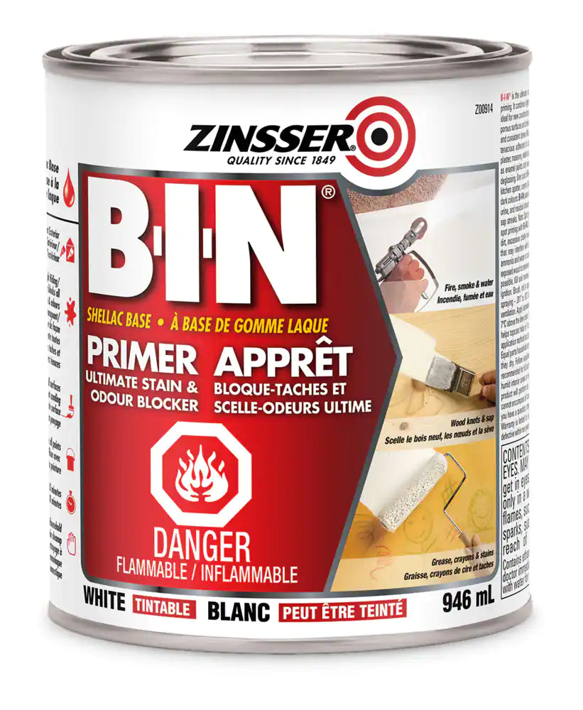 Rust-Oleum Zinsser B-I-N Interior & Spot Exterior Primer, Sealer, & Stain Killer 946mL