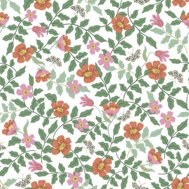 Primrose Premium Peel + Stick Wallpaper Peel and Stick Wallpaper Rifle Paper Co. Roll Rose and Cream 