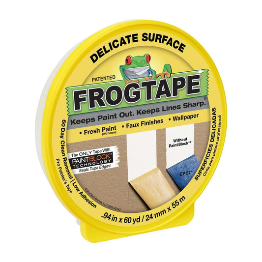 FrogTape® Delicate Surface Painter's Tape - Yellow, 0.94 in. x 60 yd